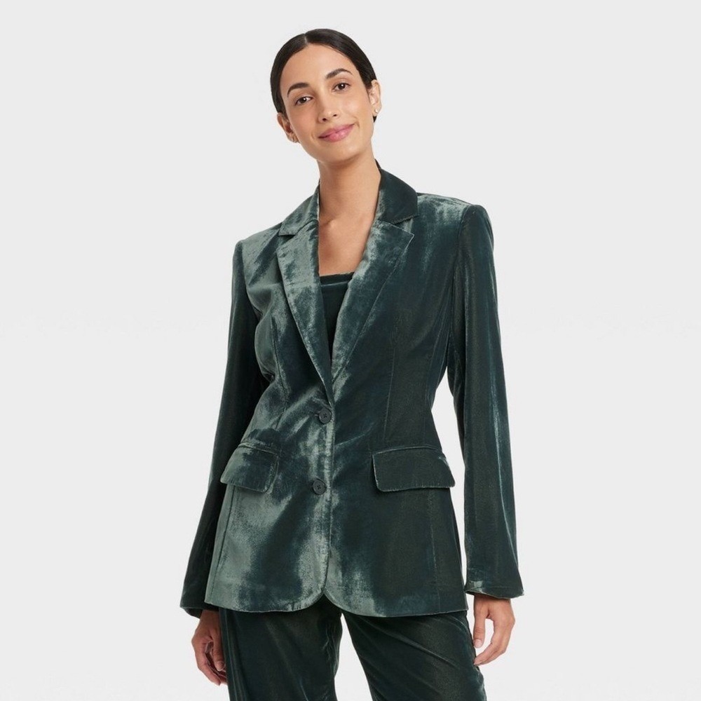 Womens‎ Velour Green Blazer Dark Academia Whimsigoth Forest Fairy XXL